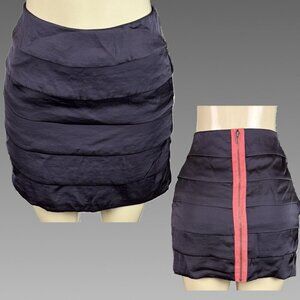 BB Dakota 6 Purple Satin Layered Contrast Zip Accent Lined Side Zip Mini Skirt